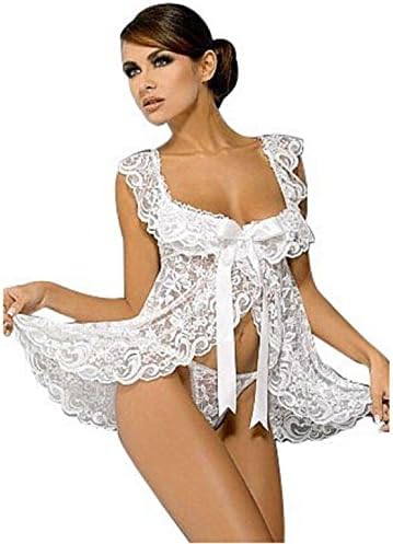 GAPX Sexy Women's Lace White Badydoll Dress Lingerie (Size:M)