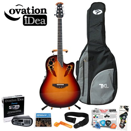 Ovation Standard Elite 2778AX New England Burst AcousticElectric Guitar with Ovation OP-Pro Preamp and iDea OPi-1 Preamp - Includes Planet Waves 16 Pick Sampler Pack DAddario EJ16 Strings Fender String Winder Planet Waves Strap Ultra Stand and TKL 4615 Gi