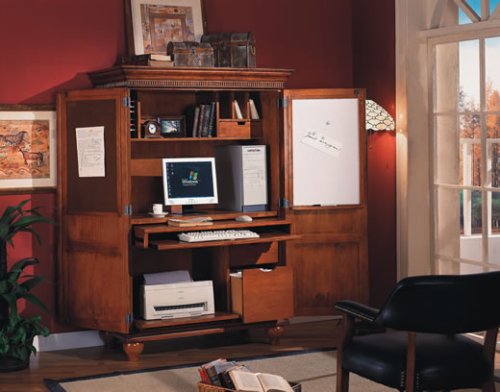 Distressed Pine Computer Armoire Stand Work Station Desk