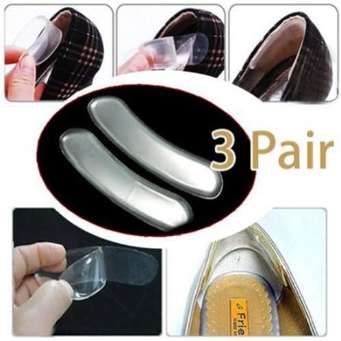 3 Pairs Transparent Soft Silicone High Heel Grips Back Heel Liner Heel Pads Gel Cushion Pads Shoe Insoles