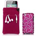 APPLE IPOD TOUCH 4TH GEN 4 PC LUXURY GIFT ACCESSORY PACK - LOVE HEARTS DIAMANTE CASE / COVER / SHELL, SCREEN PROTECTOR, HEADSET, POUCH CASE PART OF THE QUBITS ACCESSORIES RANGE PART OF THE QUBITS ACCESSORIES RANGE