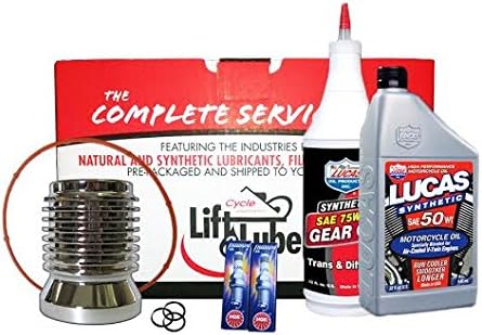 Harley Davidson FLH Complete Box of Lube with Lucas 50 Wt oil, XL K&P Oil Filter, and NGK Iridium spark plugs