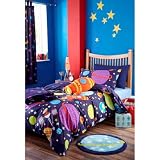 Outer Space Blue Single Duvet Cover and Pillowcase Set