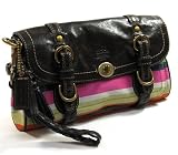 AUTHENTIC COACH LEGACY WOOL STRIPE OVERSIZED CLUTCH 12612