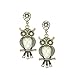 Bleek2Sheek Medium Antiqued Turquoise Crystal Wise Owl Dangle Earrings
