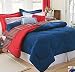 Dorm Bedding Set: Dorm-Room-In-a-Box: Comforter, Sheet Set, Mattress Pad, Pillow, Towel set - Navy Red - Twin XL 10 Pc SET Dorm Bedding Set: Dorm-Room-In-a-Box: Comforter, Sheet Set, Mattress Pad, Pillow, Towel set - Navy Red - Twin XL 10 Pc SET