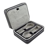 Black Soft High Quality Leatherette Compact Travel Watch Case With Suede Interior With 4 Large Watch Compartments