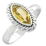 Gorgeous Citrine Sterling Silver Vintage Design Ring Size 7.5