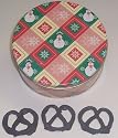 Scott's Cakes 1 lb. Dark Chocolate Covered Pretzel in a Snowman Tin