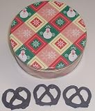 Scott's Cakes 1 lb. Dark Chocolate Covered Pretzel in a Snowman Tin