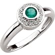 14K White Gold Emerald and Diamond Ring
