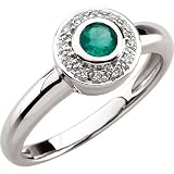 14K White Gold Emerald and Diamond Ring