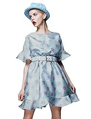  Polka Dot Print Polyester  Dress With Ruffles