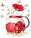 Ecolution Micro-Pop Microwave Popcorn Popper 3QT - Temperature Safe Glass w/Multi Purpose Lid, Family Size, Red