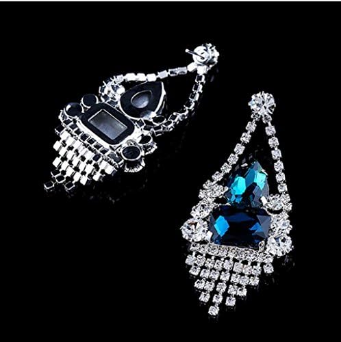 Tqmarket Triangle Artificial Zircon Pendant Butterfly Earrings Blue