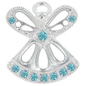 MARCH AQUAMARINE Birthstone Wings and Wishes Angel Tac Pin by 