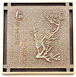 Dayshin® Square Floor Drain Shower Strainer,Antique Brass Bathroom,plum Art Carved pattern