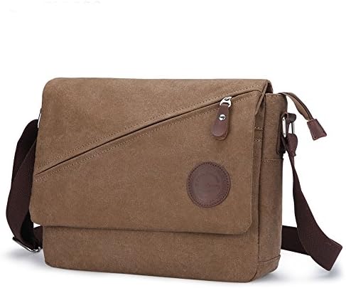 Catmacas Men's Vintage Cotton Canvas Shoulder Working Hiking Satchel Brown