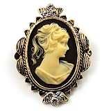 Small Antique Gold Cameo Brooch (Bronze&Brown)