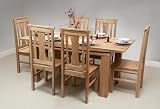 6ft x 3ft Tokyo Solid Oak Dining Table + 6 Solid Oak Chairs