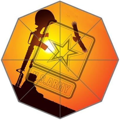 Generic Custom Umbrella Totes Compact Lightweight Auto Open / Close Foldable Rainy / Sunny Gifts - U.S. Army Sunset Soldier Eagle Fly Art Design