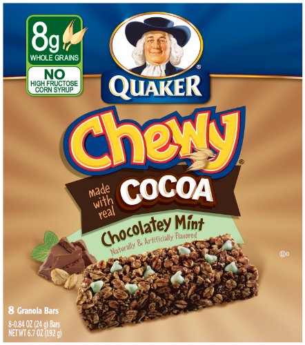 Quaker Chocolatey Chocolate Mint Chewy Granola Bars, 8 Bars per Pack (Pack of 6)