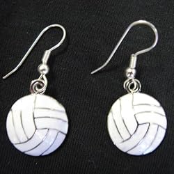 Round Pewter Volleyball Earrings