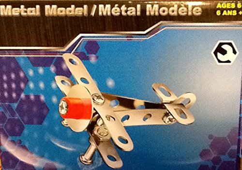 Mini Red & Silver Airplane ~ Mini Construction ~ Metal Model with Tools & Instruction