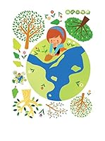 Ambiance Live Vinilo Decorativo Little Girl replant trees Multicolor