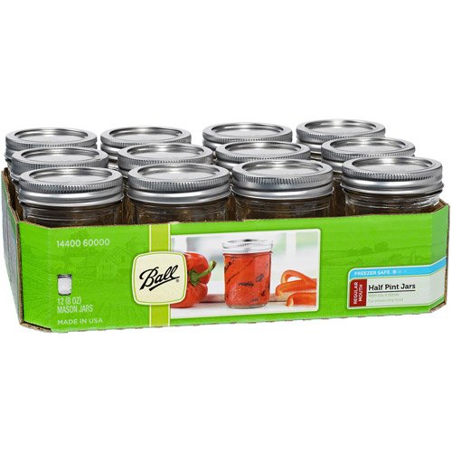 Ball Jar Mouth Half Pint Jars with Lids and Bands, Regular, Set of 12-image