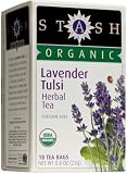 Stash Tea Company Organic Lavender Tulsi Herbal Tea, 18-Count Tea Bags (Pack of 6)