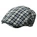 Summer Cotton Plaid Ivy Cabby Flat Cap Hat Blue with Black, Ivory and Orange M/L