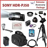 Sony HDR-PJ50V Camcorder with SSE Premium Accessory Kit: Including Wide Angle + Telephoto Lenses, Extra Battery, Filters, Pro Carrying Case and Much More!!!