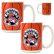 Toronto Raptors 2pc Ceramic Gameball Mug Set - Primary Logo NBA Basketball