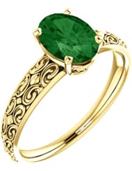 14K Yellow Gold 8.00x6.00mm Oval Cut Chrome Tourmaline Ring -- LIFETIME WARRANTY