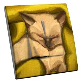 INTERRUPTEUR DOUBLE DECORE -D�coration Plaisir de Chats - Decorupteur� - Siamois - Interrupteur double va et vient