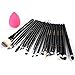 iLoveCos Makeup Brushes Set 20pcs and 1 Blender Makeup Sponge Foundation Blending Blush Cosmetics Eyeliner Face Powder Makeup Cream Blending Lip Brush Set