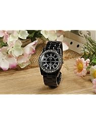 Youyoupifa Black Round Dial With Crystal Decoration Fashion Ladies Bracelet Wrist Watch