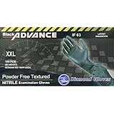 Diamond Gloves Black Advance Powder-Free Nitrile Examination Gloves, 6.3 Mil, Heavy Duty, Medical Grade, 100 Count XXL