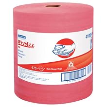 Kimberly-Clark Wypall X80 Disposable Wiper, 13-25/64" Length x 12-1/2" Width, Red (Roll of 475)