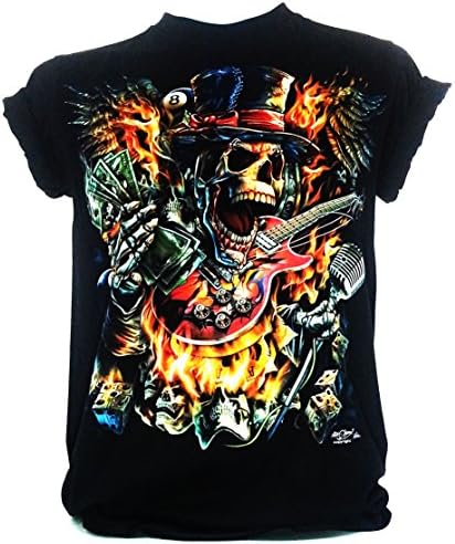 Grim Reaper Rock Bike Mens glow in the dark T-shirt Black Medium