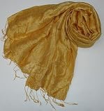 100% Silk Pashmina Shawl Wrap Throw - Gold