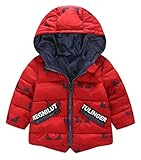 (トヨベイ)Toyobuy 厚手 子供 中綿 コート キッズ 綿入れ ジャケット ベビー ブルゾン フード付き 女の子 男の子 赤 100