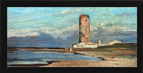 Giovanni Fattori La Torre Rossa (also known as La Torre del Marzocco) - 14" x 28" Framed Premium Canvas Print