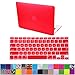 HDE MacBook Air 13 Case Solid Color Matte Plastic Slim Hard Shell Snap On Case with Keyboard Skin Fits Models A1369 / A1466 (Red)