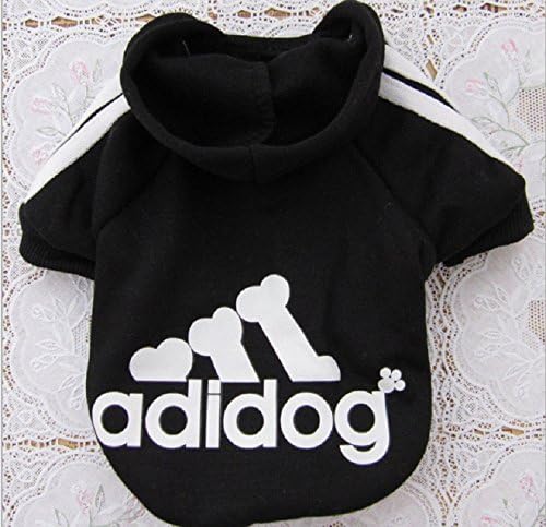 Adidog Pet Dog Cat Sweater Puppy T Shirt Warm Hooded Coat Clothes Apparel Black-L