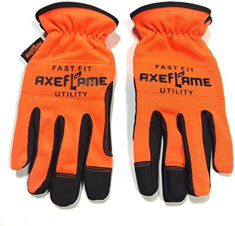 Flex Fit Tactical Utility Gloves, Cut Resistant Synthetic Leather Palms Protective Knuckles Great for Airsoft Mechanics Outdoor Construction Work Motorcycle Flex Grip (Medium, orange)