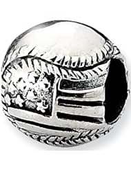 Reflection Beads Silver American Baseball Sports Bead