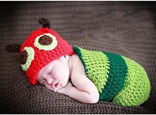 Baby Sleepbag Caterpillar Crochet Outfits 2pcs Photography Prop 0-2 Months