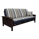Stripe Print Futon/Pillow Cover Set - Navy (Full)